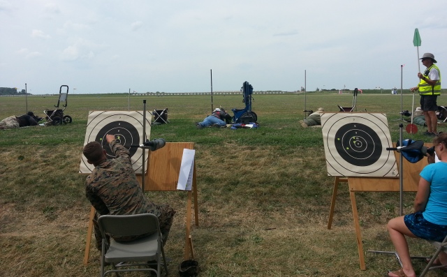 Volunteers scoring in the shoot off of the President's Match (display targets for spectators)